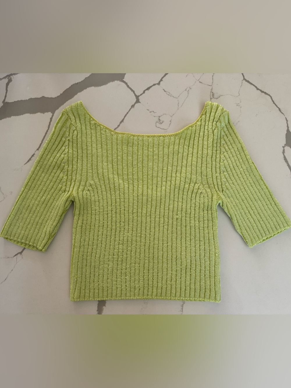 Free People Small Light Green Ribbed Scoop Neck Top